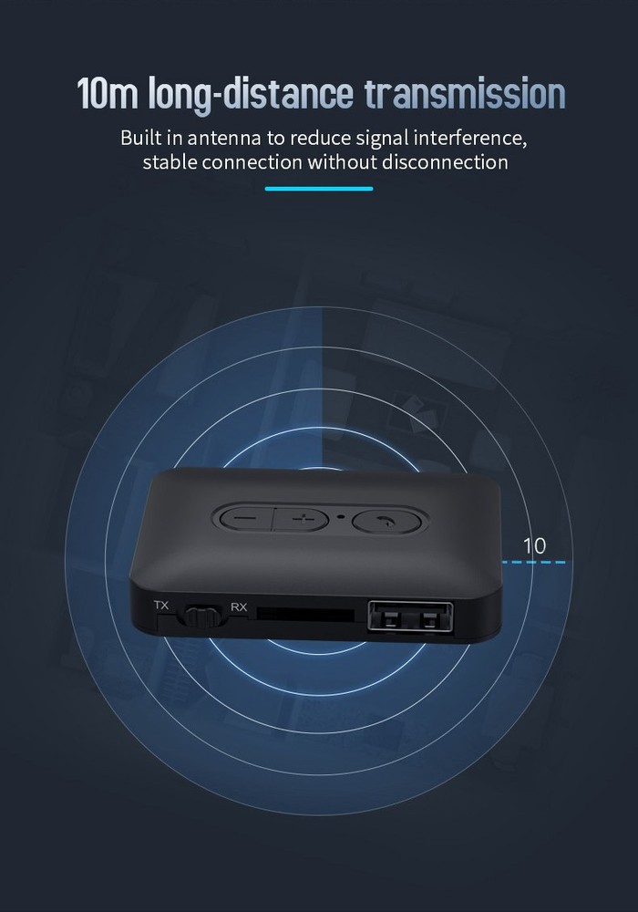 2-in-1 Wireless Bluetooth 5.4 Transmitter Receiver Adapter Audio 3.5mm Jack AUX