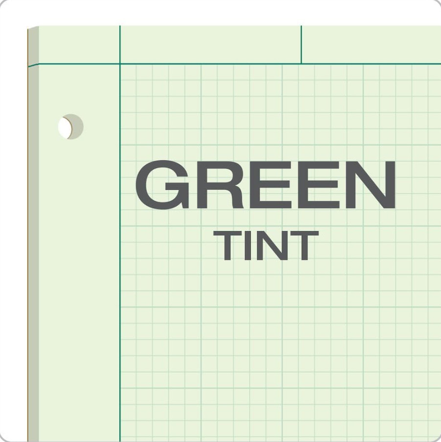 Engineering Computation Pad, Glue Top Graph Rule On Back Green Tint Paper, 8-1/2