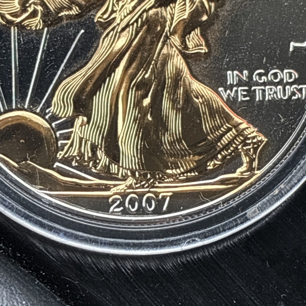 2007- American Silver Eagle - Gold Gilded - Just Beautiful, Double Sided :