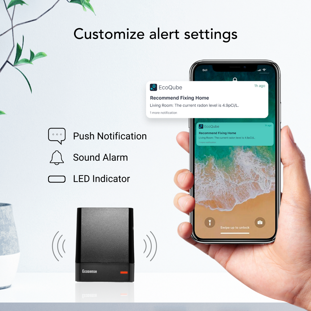 Ecosense EQ100 EcoQube, WiFi connected Digital Radon Detector,Remote Data access