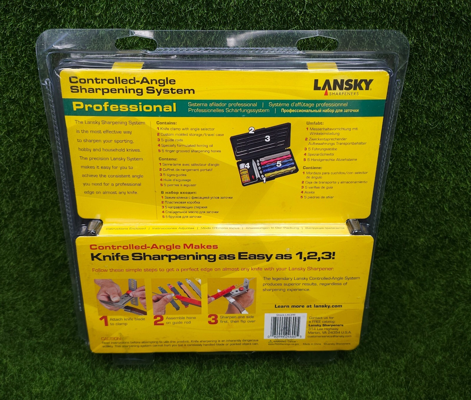Lanksy #LKCPR 5-Stone Professional Sharpening System with Honing Oil & Case
