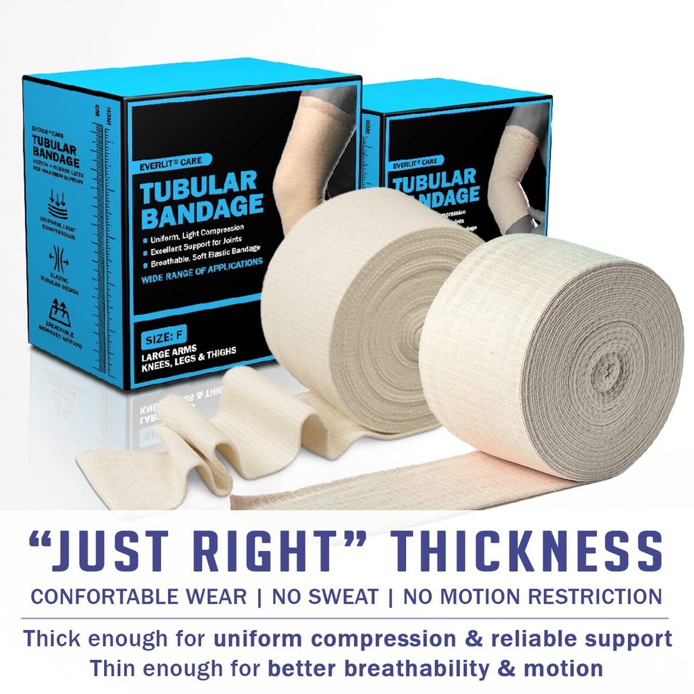 Compression Bandage Roll - Elasticated Tubular Support - Size E - 3.5" x 11 yd