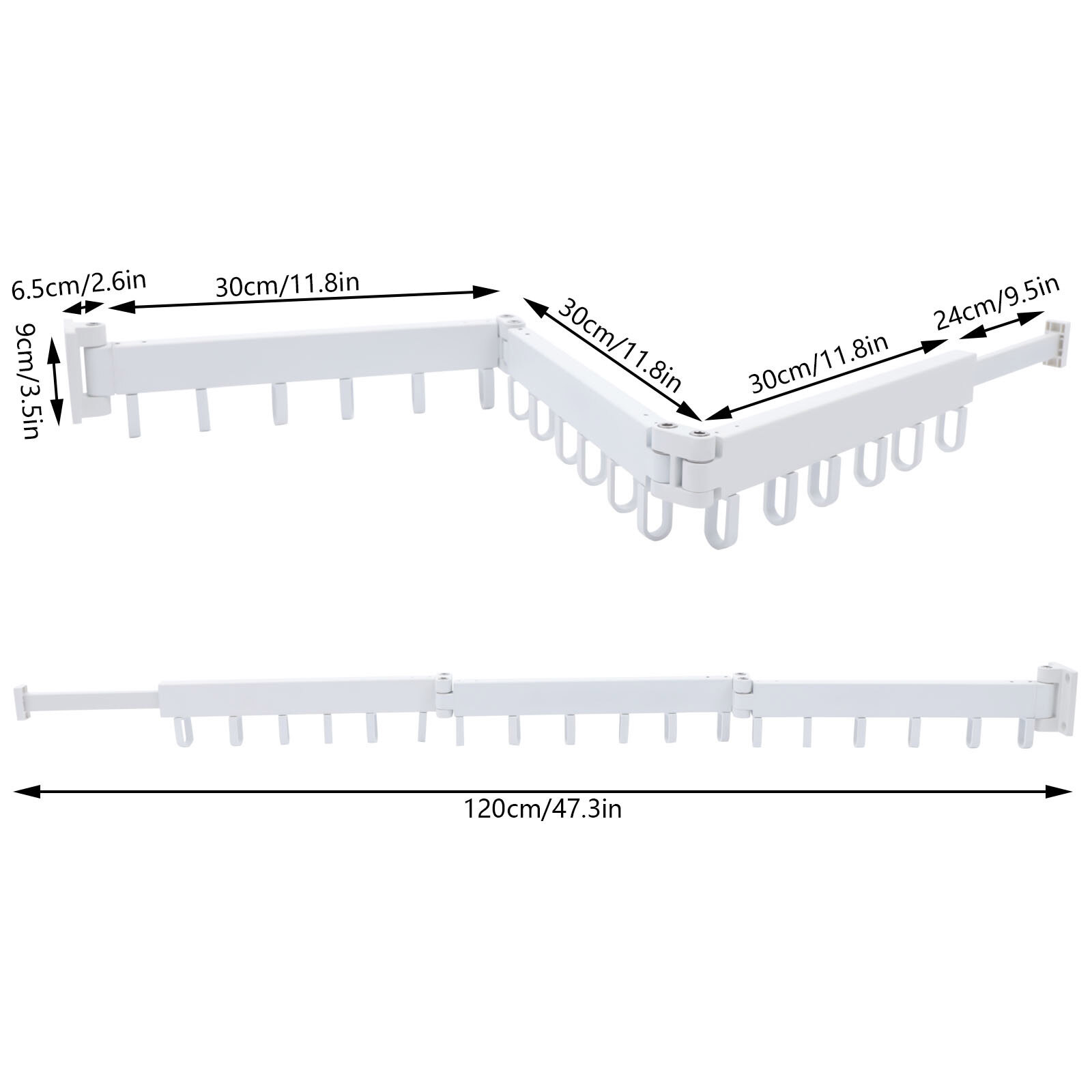 Clothes Drying Rack Laundry Organizer Folding Retractable Wall Mount Hanger