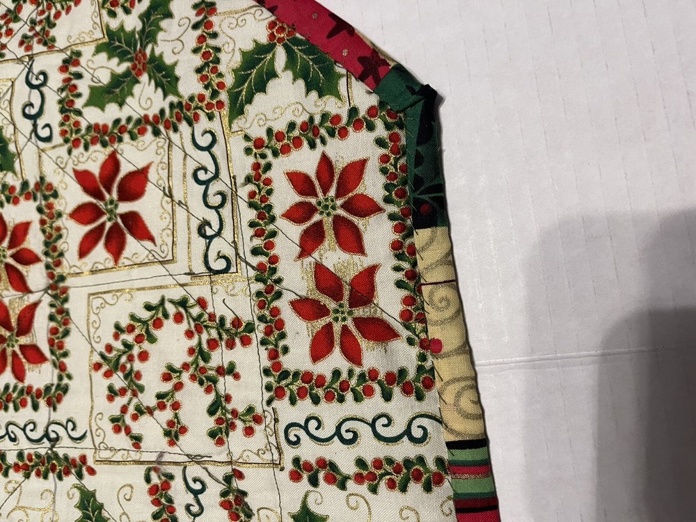 Handmade Patchwork Christmas Table Runner Red Green 38” X 14”