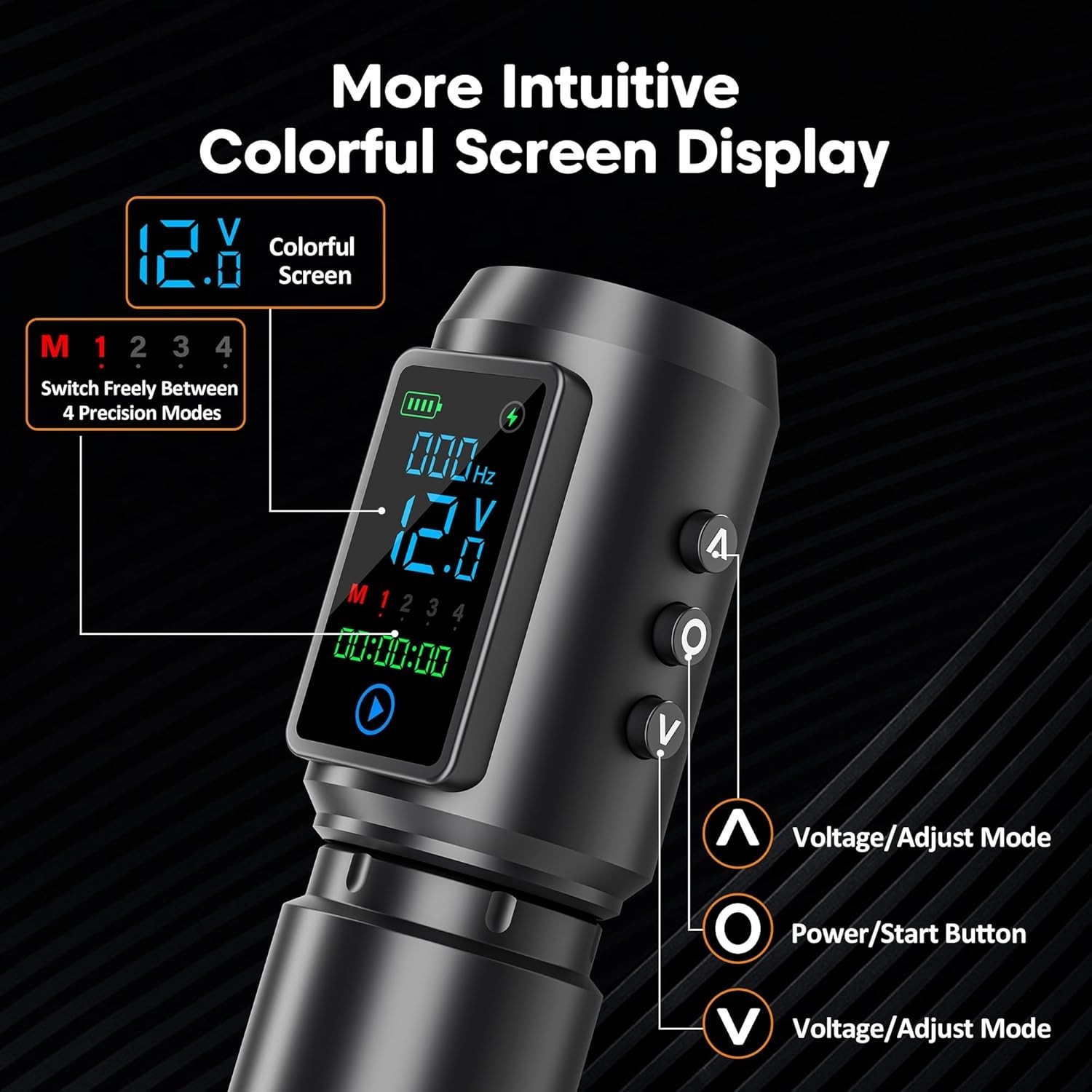 Tattoo Gun Kit Wireless Tattoo Machine Pen Kit with 2Pcs Replaceable battery ...