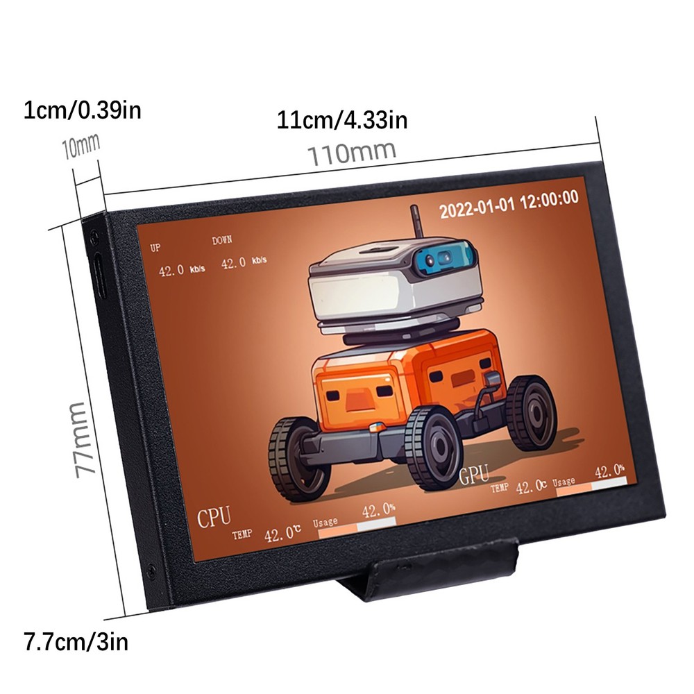 5Inch IPS Type C Secondary Screen for Computer CPU GPU RAM HDD Display 800*480