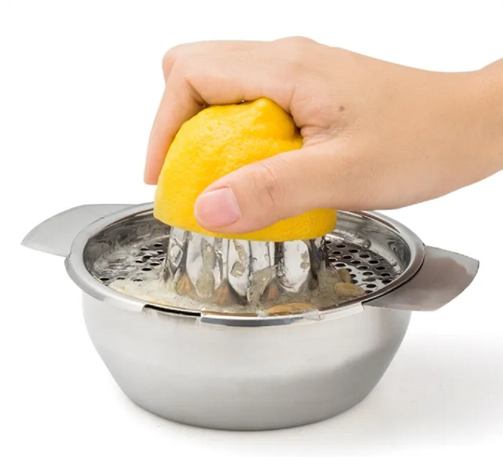 Stainless Steel Citrus Juicer-Hand Press Squeezer with Bowl & Strainer for Lemon