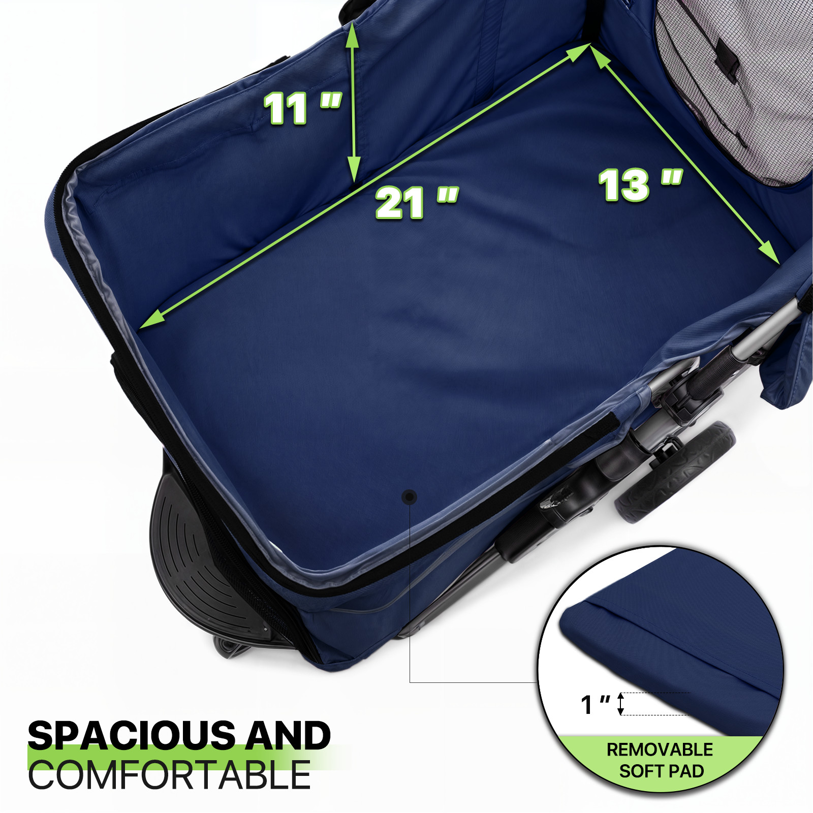 Blue Foldable Dog Stroller Small Medium Pet Travel Cage Carrier Cart w/Sunshade