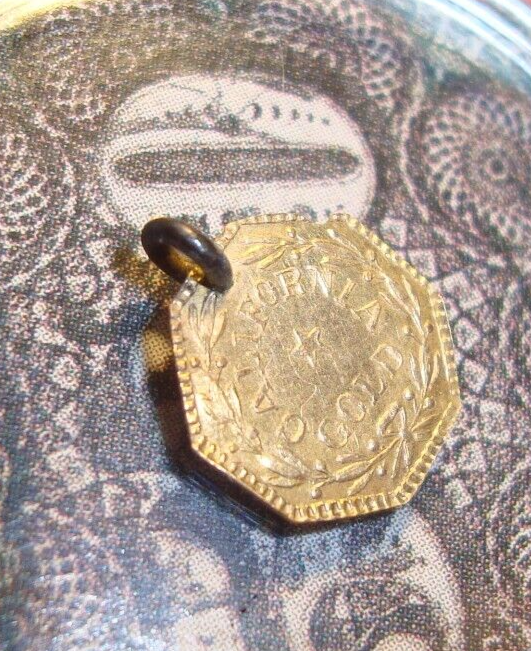 California GOLD 1852 Indian Head .50 Gold Token/Jewelry - Octagonal w/Hole