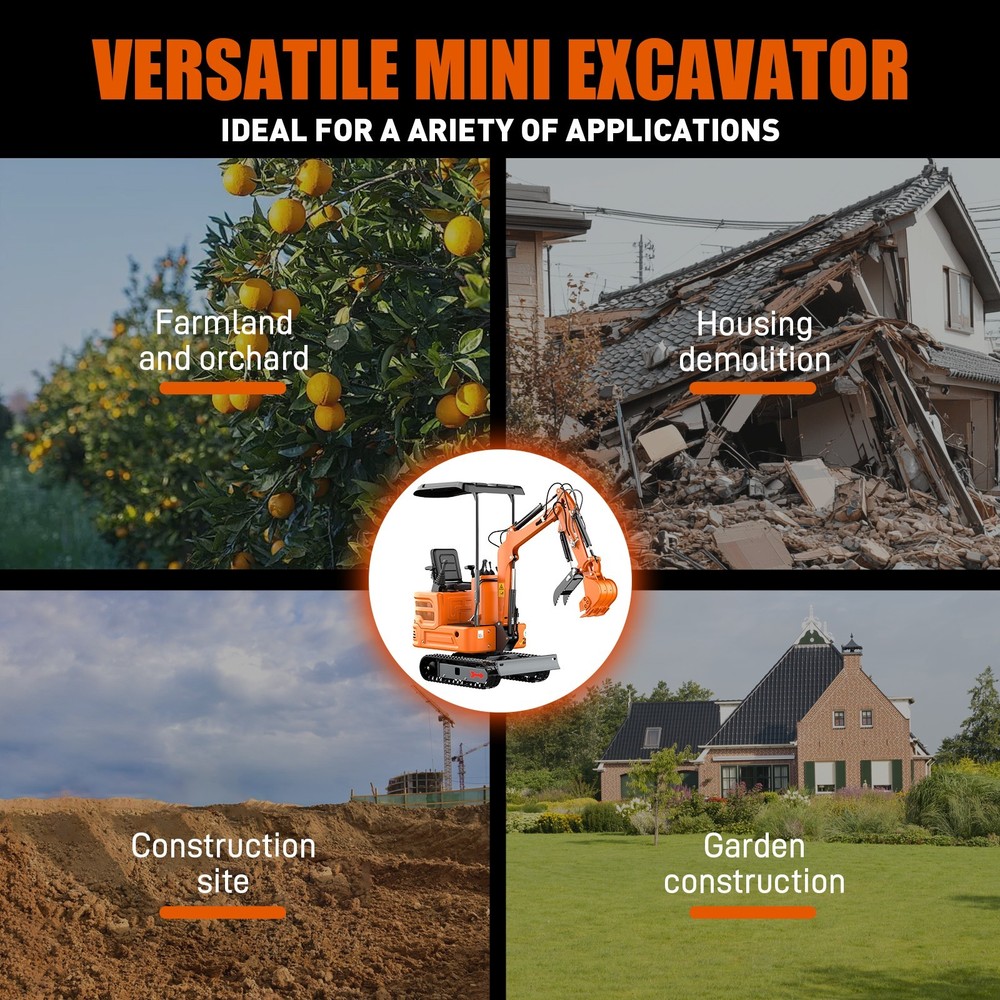 1 Ton Mini Excavator Mini digger Tracked with B&S Engine & Pilot Control System