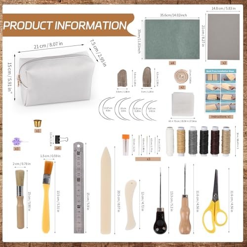Complete Book Binding Kit 52 Pcs - DIY Bookmaking Tools, BookPress, Bone Folder