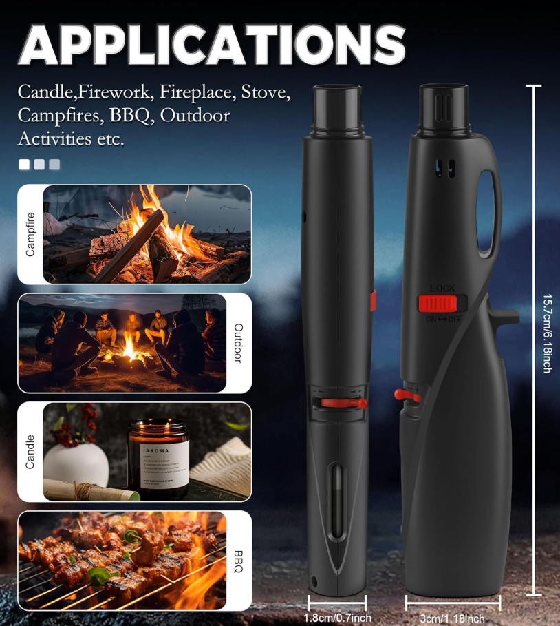 4-Pack Jet Torch Lighter – Adjustable Flame, Windproof, Refillable Butane, NEW