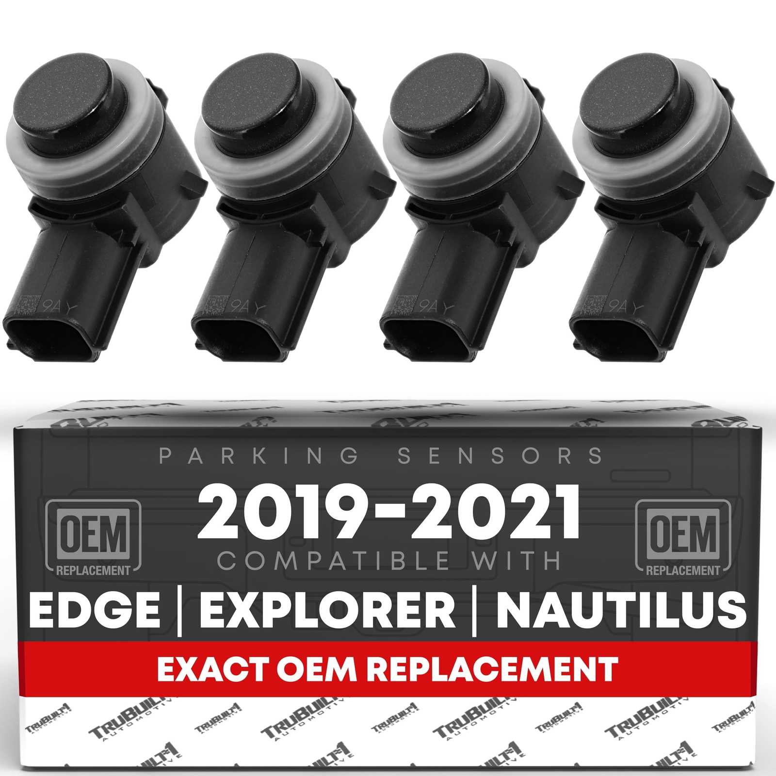 T1A Front/Rear Bumper Parking Aid Sensor, 4-pc - Compatible with 2018-2019 Fo...