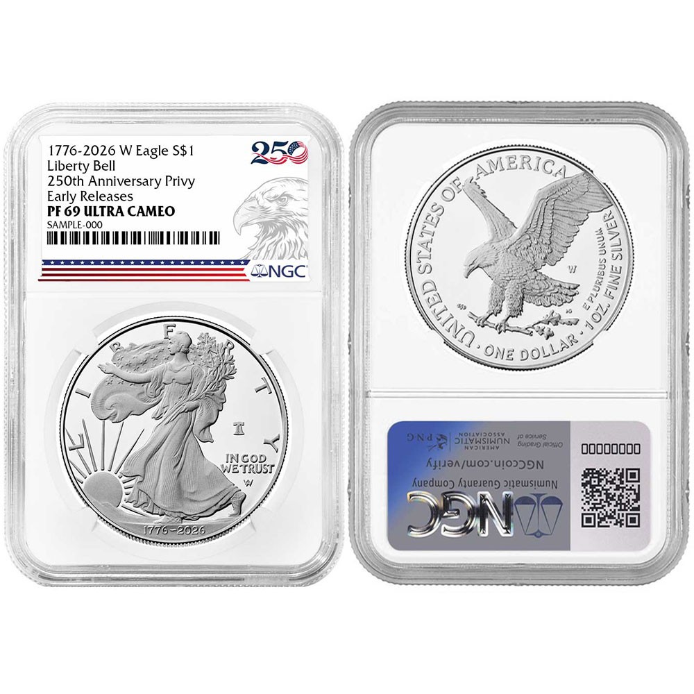 Presale - 2026-W Proof $1 American Silver Eagle NGC PF69UC ER 250th Eagle Label