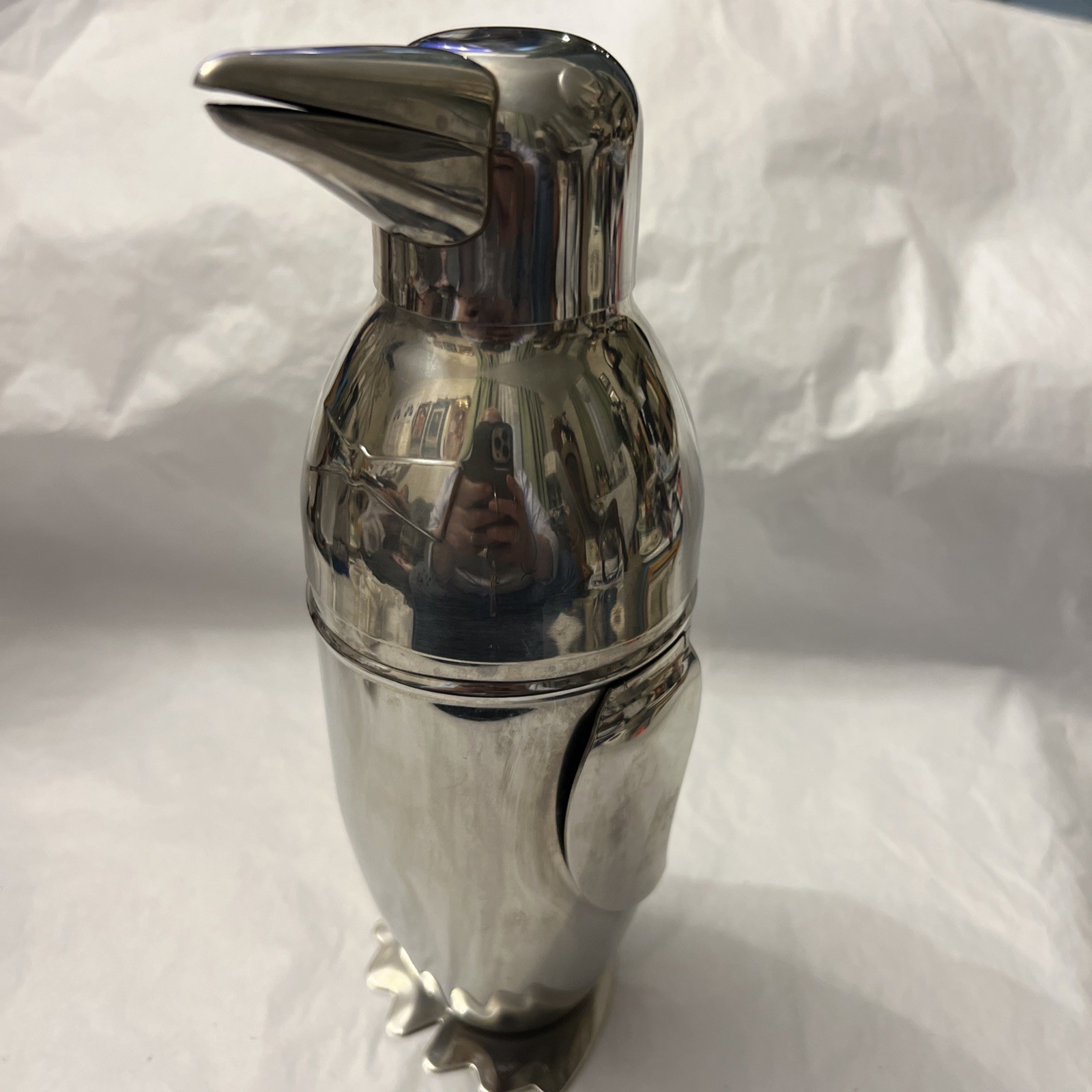 Pier 1 Penguin Cocktail Martini Shaker Art Deco Chrome Stainless Steel 9"