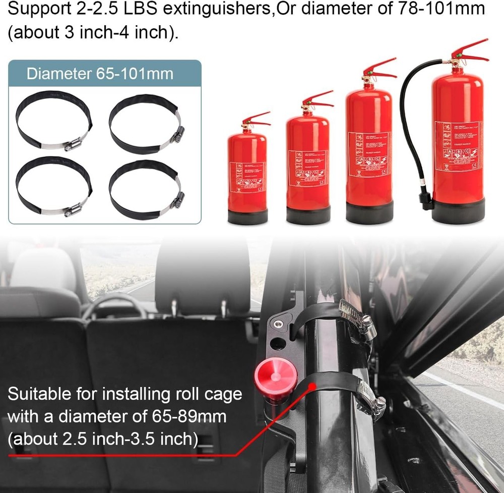 Aluminum Quick Release Roll Bar Fire Extinguisher Mount Holder Compatible wit...