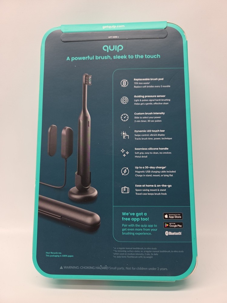Quip Ultra Next Generation Smart Sonic Toothbrush Eclipse/Black NEW