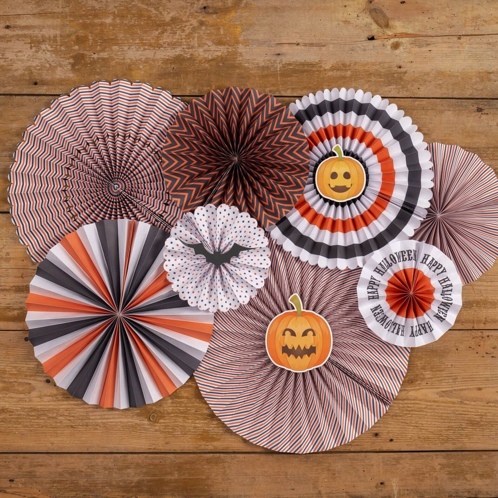 Halloween Paper Fans Set/8