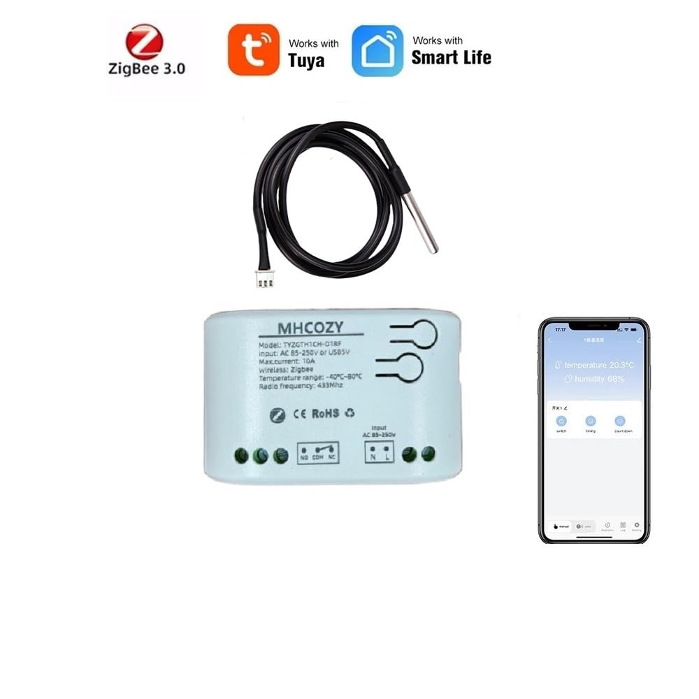 Zigbee Temperature Controller with Waterproof Extendable Probe Sensor Relay
