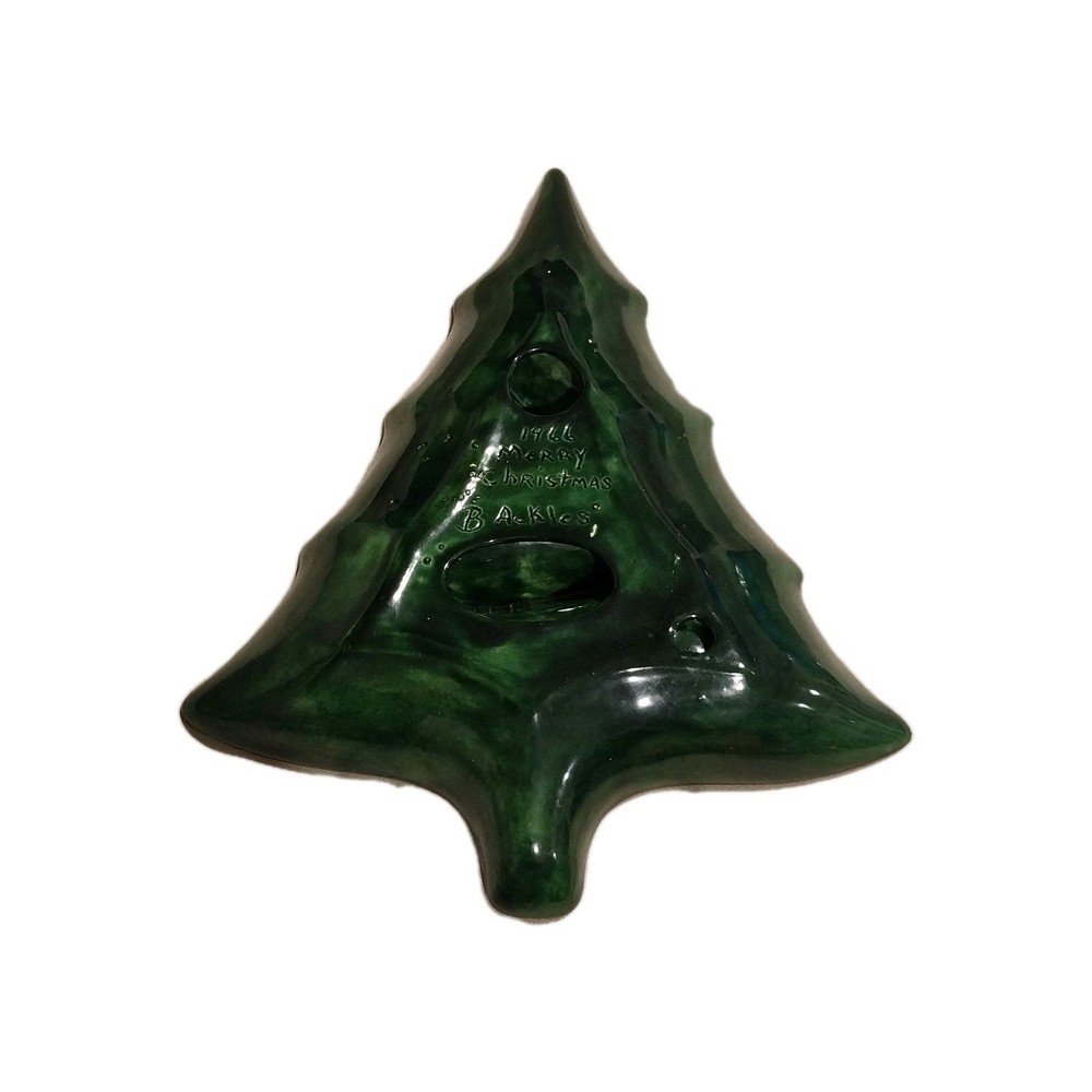 1966 Atlantic Mold Green MCM Ceramic Christmas Tree Shape Serving Dish Mint Nuts