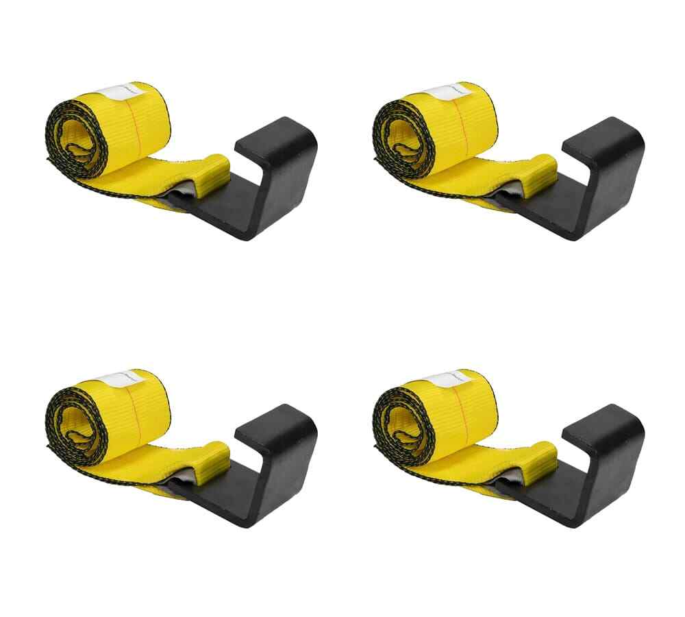 (4 Pack) 4" x 5' Roll off Container Winch Strap w/ Flat Hook