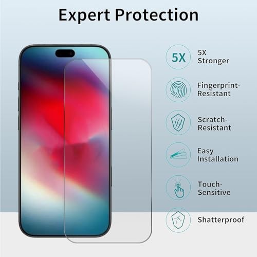 3-Pack Shatterproof Tempered Glass Screen Protector for [Easy iPhone 17