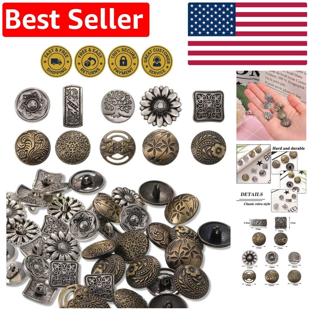Mixed Antique Silver & Bronze Buttons - 80 Pcs for Stylish Sewing Projects
