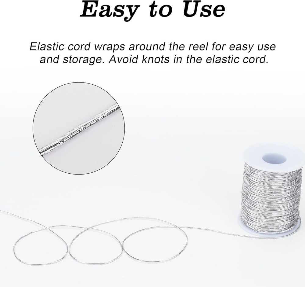 joycraft Elastic Cords, Metallic Stretch Silver String,