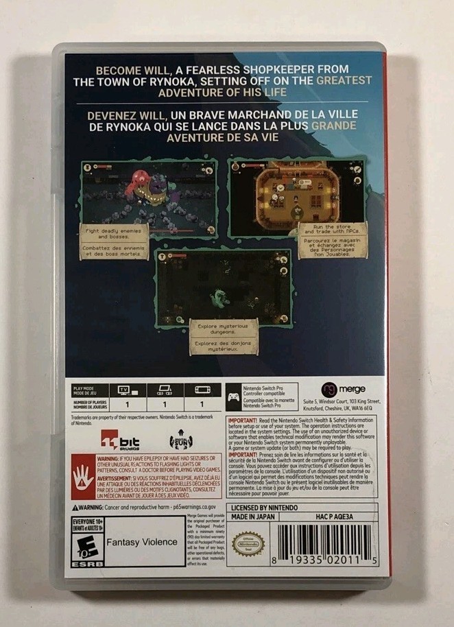 MANUAL & CASE ONLY NO GAME: Moonlighter (Nintendo Switch) - PLEASE READ