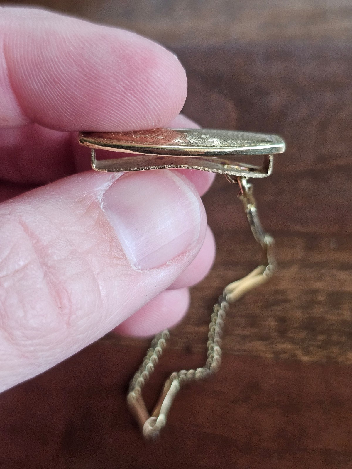 antique pocket watch belt clip- clasp marked 14k