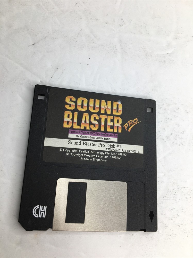 Sound Blaster Pro Disk 1- 3.5" floppy disk 1989/92 Creative Labs Tech Rare!