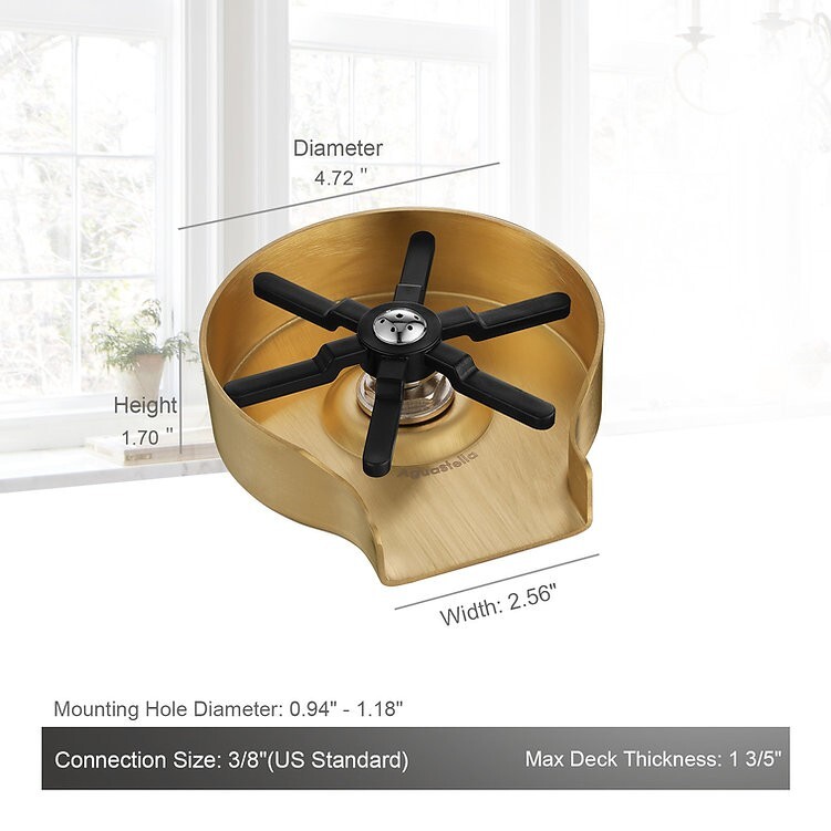 AguaStella ASR01BG Brushed Gold Stainless Steel Glass Rinser Cleaner