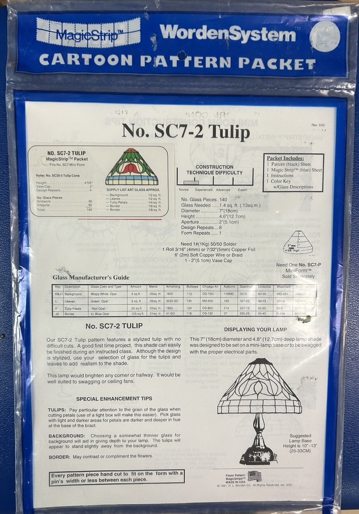 Worden Lamp Pattern Only SC 7–2. Tulip