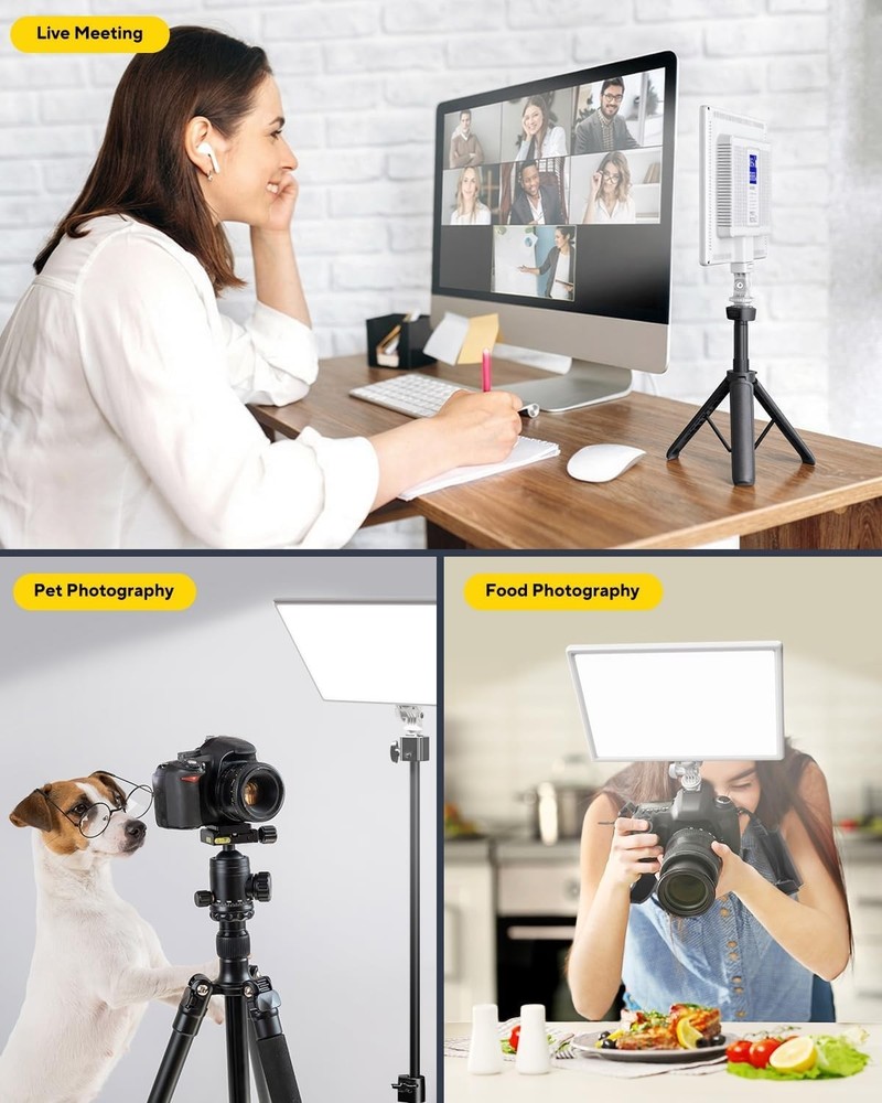 Pro LED Video Light 8000mAh, 2500-6500K Dimmable Soft Panel for Vlogs
