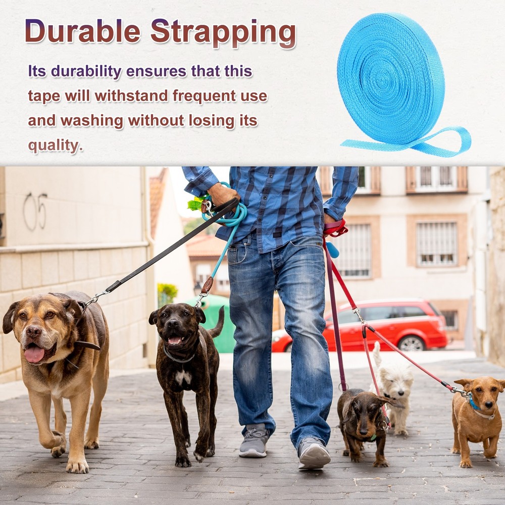 Nylon Webbing Strap, 22 Yards x 3/4" Polypropylene Flat Webbing Strap (Azure)