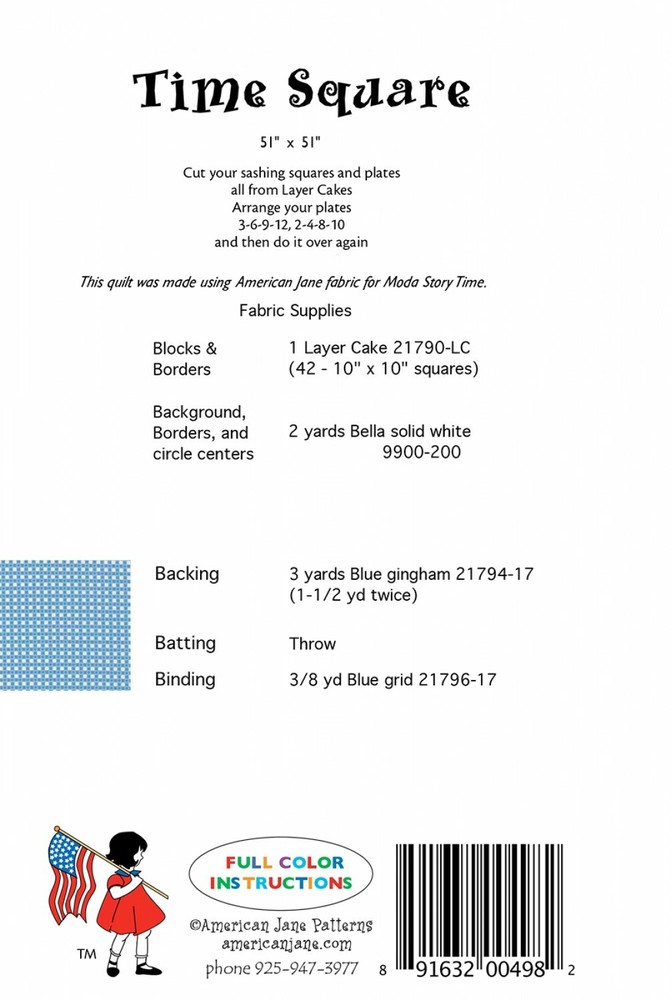 Time Square Quilt Pattern by American Jane Layer Cake Friendly 51" X 51"