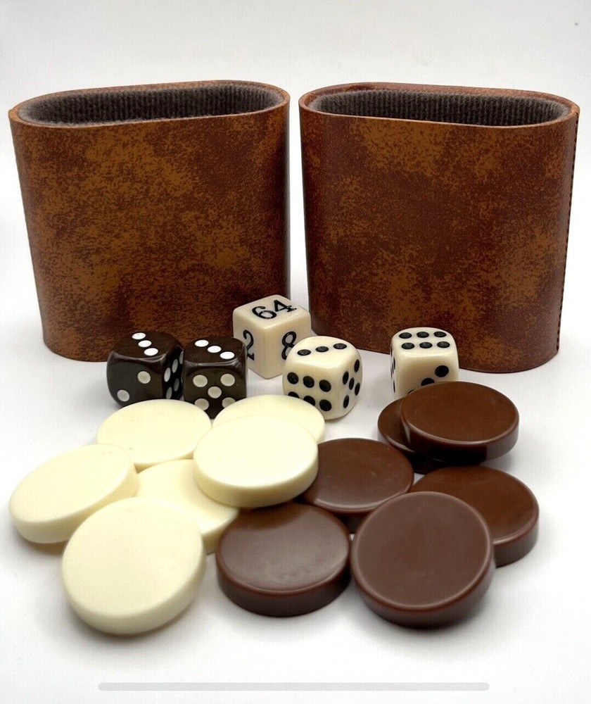 Backgammon Replacement Doubling Cube Dice Bakelite Chip Brown/Ivory/Cream 1.05"