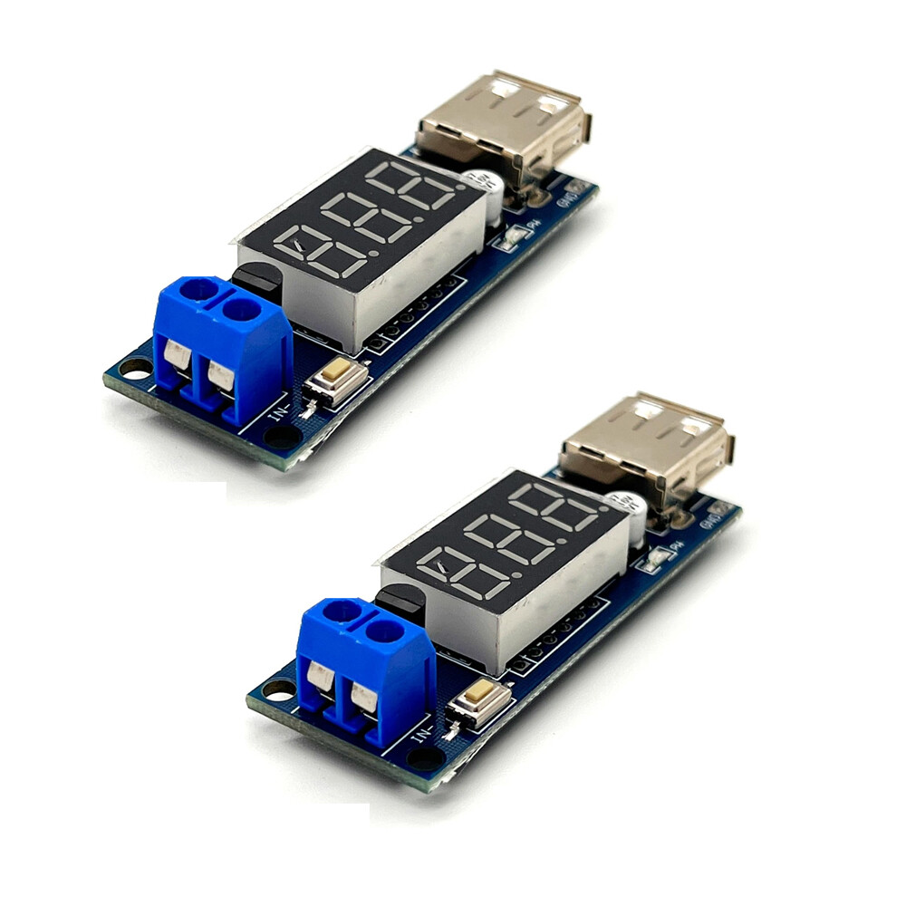 6PCS DC-DC Step Down Buck Converter to 5V USB Module - With Voltmeter