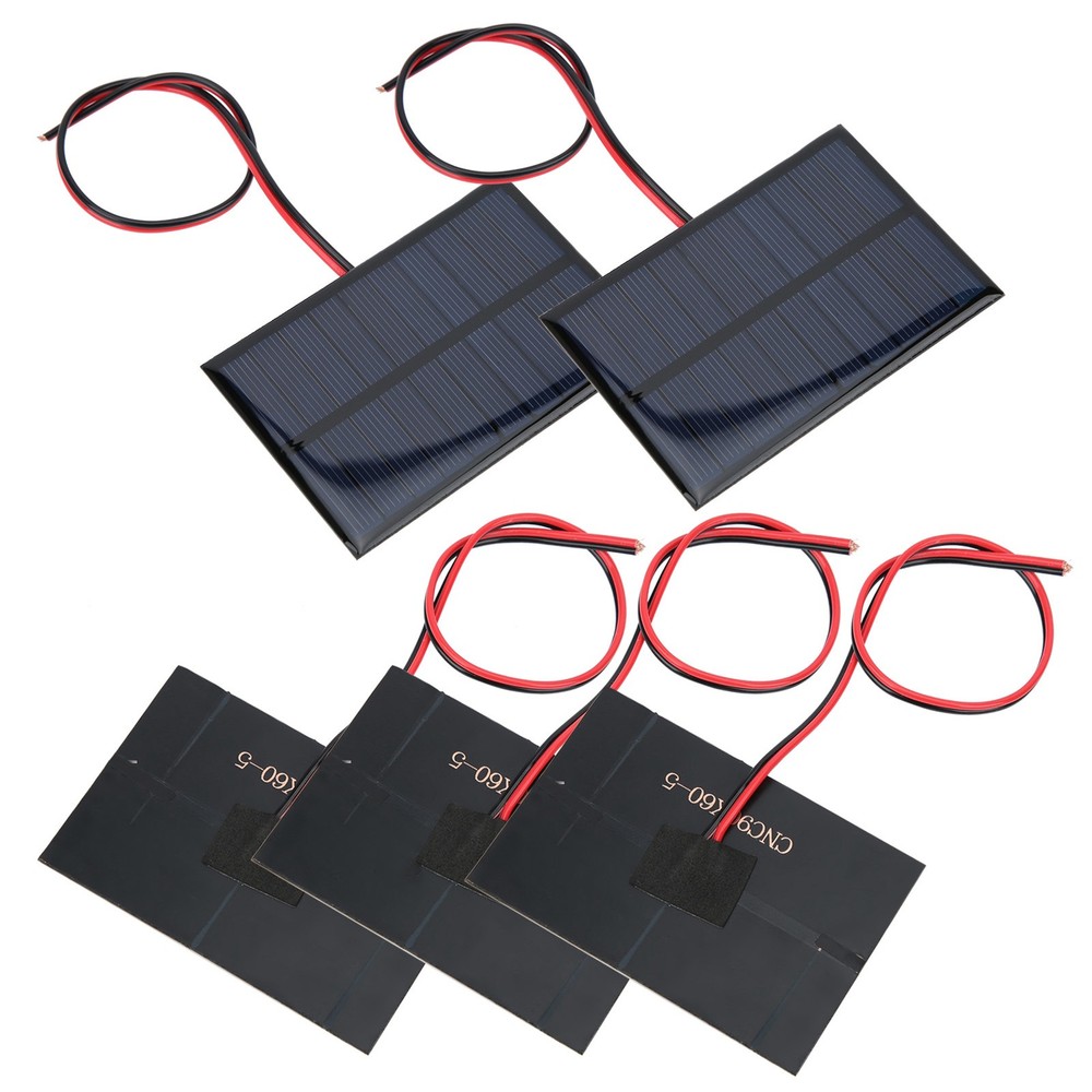 5pcs DC5V 150mA 5pcs Solar Panel Module With 30cm/11.8in Wire Charging