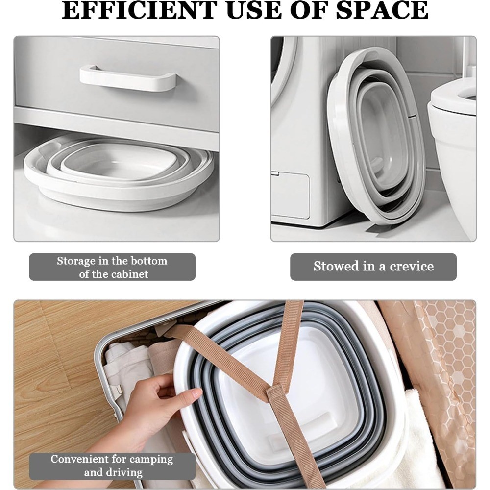 Collapsible Bucket Foldable Square Tub 5L 1.3 Gallon Portable Wash Basin