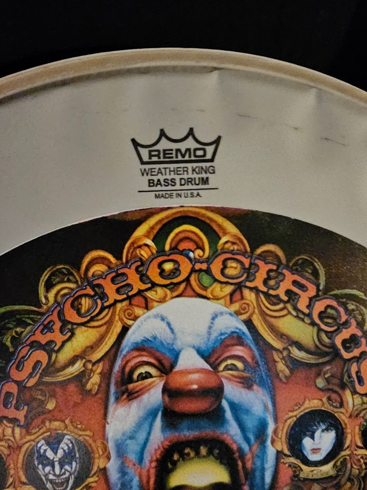 KISS PSYCHO CIRCUS 22" DRUM HEAD + GOLD FOIL ALBUM PRINT! Gene Paul Peter Ace