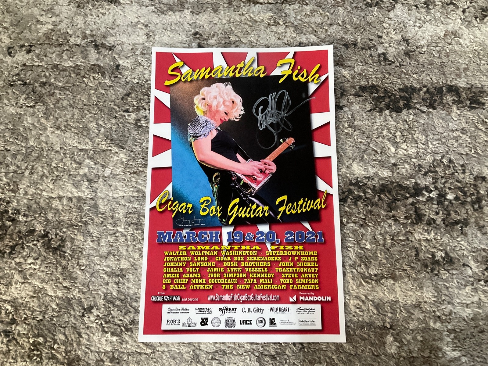 Samantha Fish Signed Poster Cigar Box Guitar Festival 2021 11” x 17”