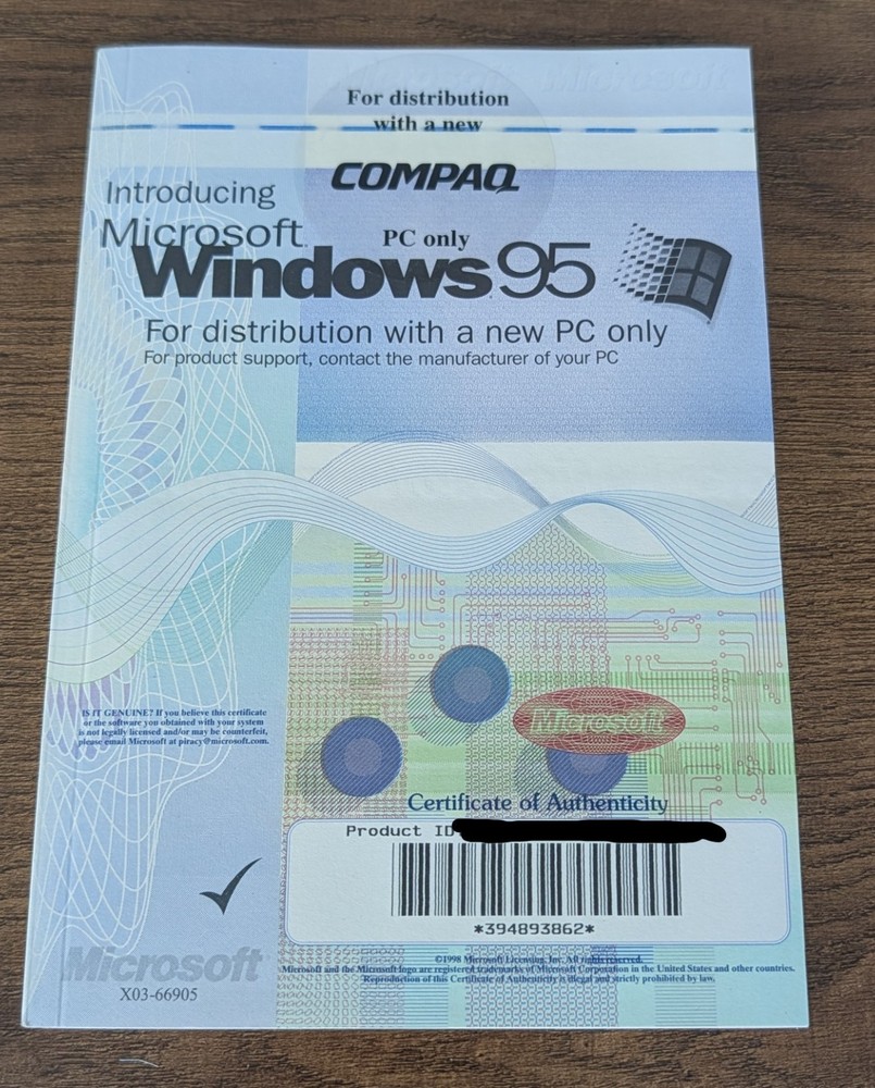 Microsoft Windows 95 Manual & CD with USB Support for Compaq