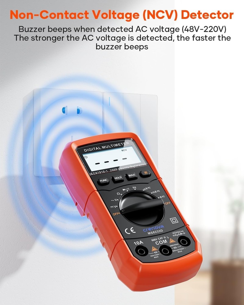 Versatile MS8233D Multimeter - AC/DC Voltage, Resistance & Non-Contact Detection