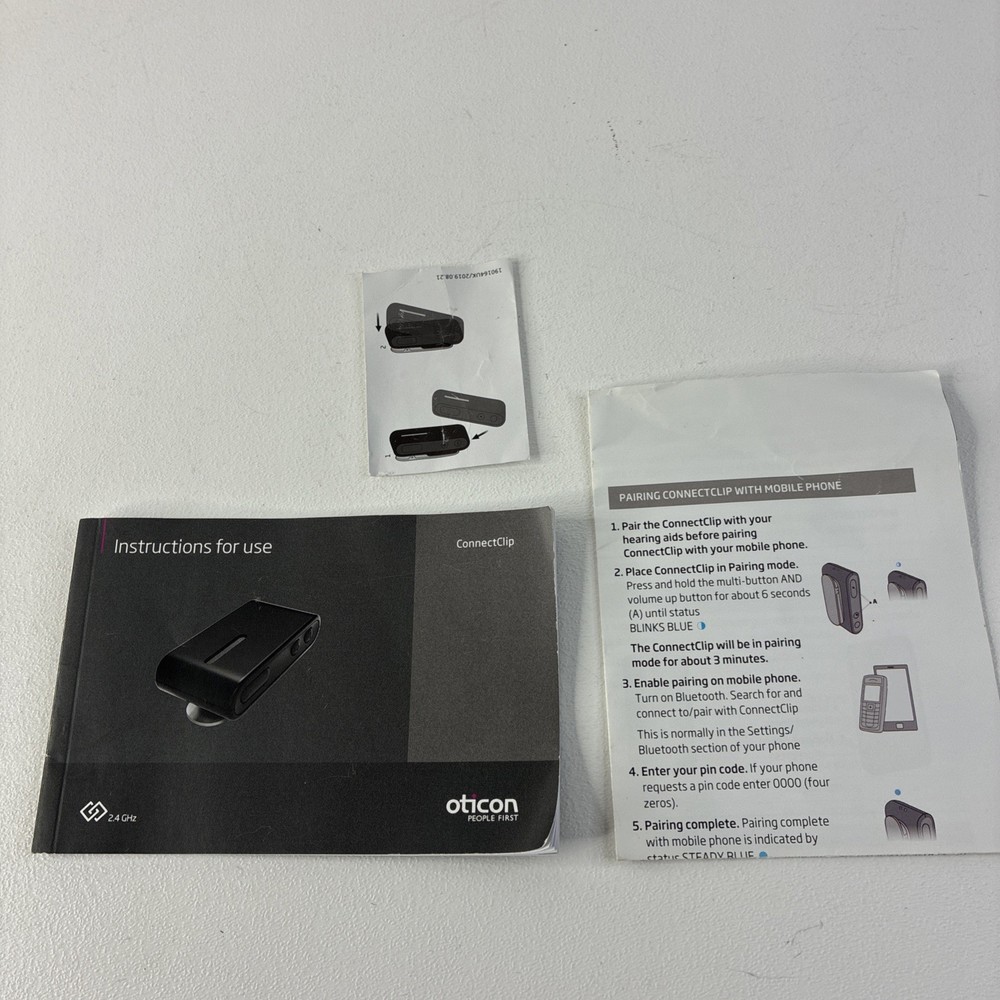 Oticon AC1A Connect Clip Bluetooth Streamer & Microphone w/ Case Cable Tested