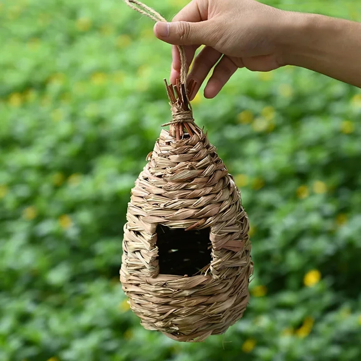 3Pack Handwoven Straw Hanging Hummingbird House Grass Bird Nest Bird Feeder