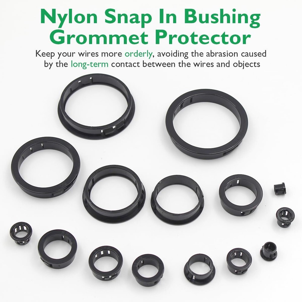 2-1/2(63mm) Black Snap-in Knockout Insulating Bushing Grommets Plastic Cabl