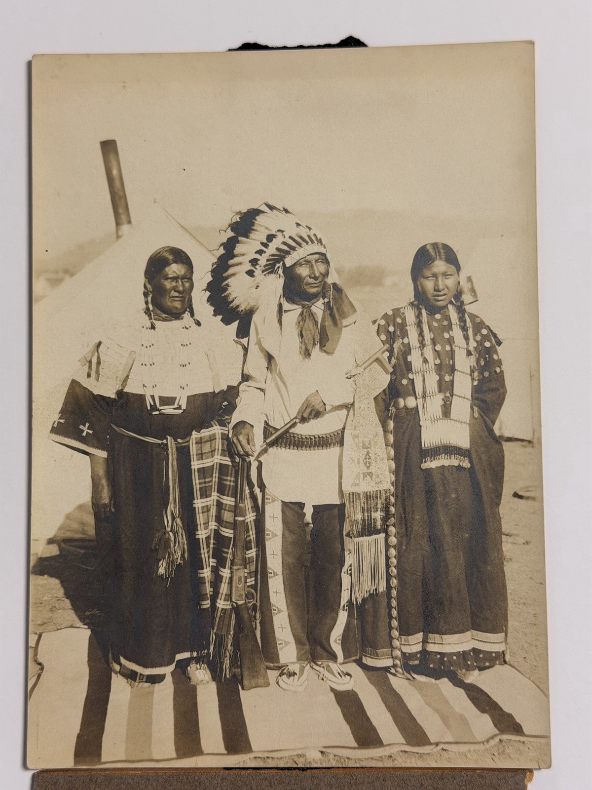 Antique Native American Indian Photograph Titled: "Jack Sits Poor, & Family"