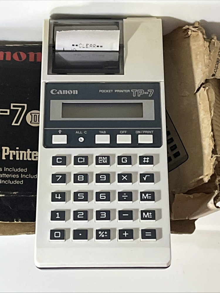 Vintage Canon TP-7 Electro Printer Calculator Original Box Instructions & Case