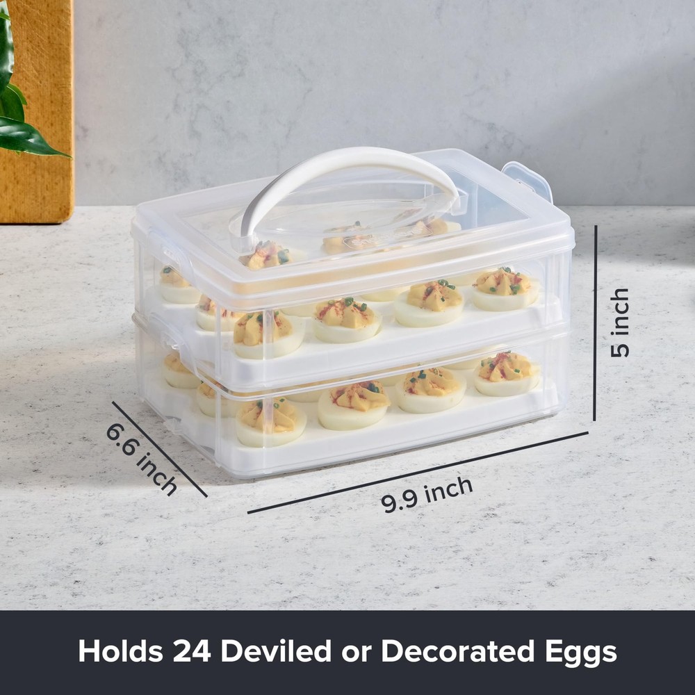 Snapware (2-Layer, 24 Eggs) Plastic Detachable Deviled Egg Carrier Storage Co...